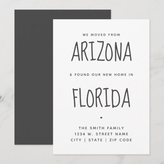 Eenvoudig Modern We hebben verhuisd New Home Flori Aankondiging (Voorkant / Achterkant)