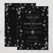 Eenvoudig Modern Weddenschap Silver Confetti Black Kaart (Voorkant / Achterkant)