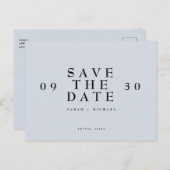 Eenvoudig Modern Wedding Dusty Blue bewaar de datu Briefkaart (Voorkant / Achterkant)