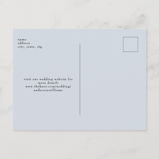 Eenvoudig Modern Wedding Dusty Blue bewaar de datu Briefkaart (Achterkant)