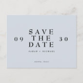 Eenvoudig Modern Wedding Dusty Blue bewaar de datu Briefkaart (Voorkant)