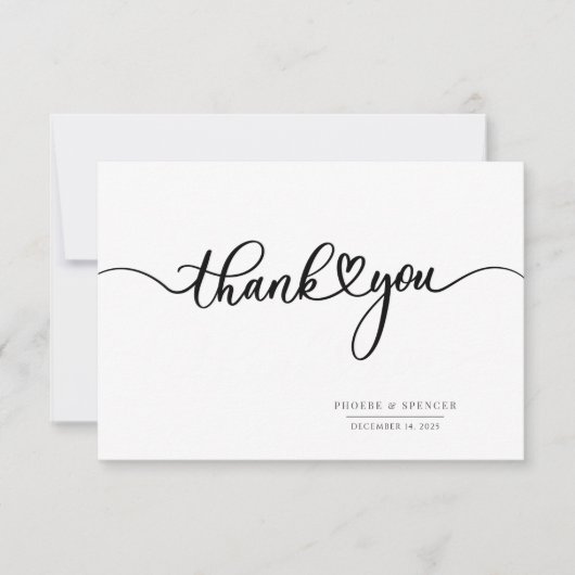 Eenvoudig Modern Wedding Hand-Lettered Bedankkaart (Voorkant)