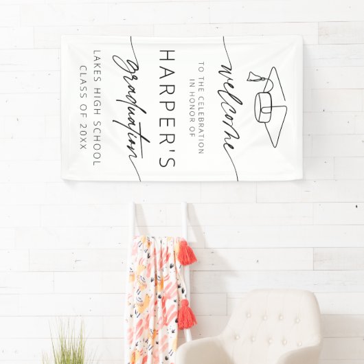 Eenvoudig Modern Welkom Afstuderen Party Script Spandoek (Insitu)
