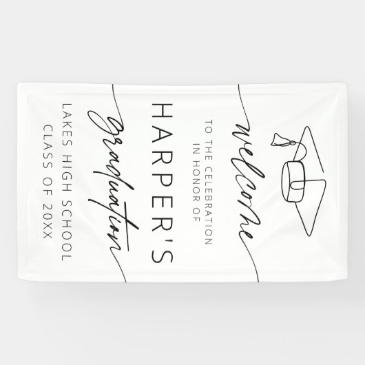 Eenvoudig Modern Welkom Afstuderen Party Script Spandoek (Horizontaal)