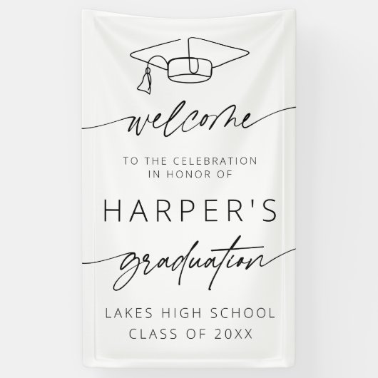 Eenvoudig Modern Welkom Afstuderen Party Script Spandoek (Verticaal)