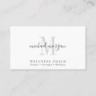 Eenvoudig Modern Welzijn Coach Script Monogram Visitekaartje