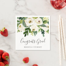 Eenvoudig Modern White Floral Elegant Afstuderen