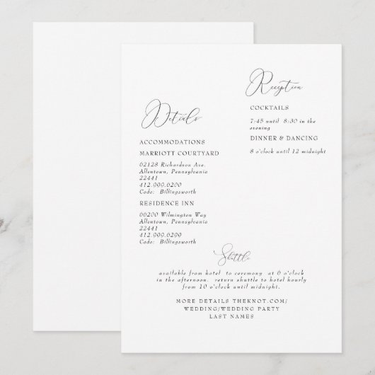 Eenvoudig modern White Wedding Detail II Kaart (Voorkant / Achterkant)