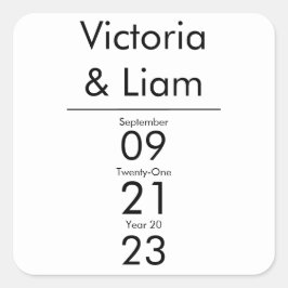 Eenvoudig modern White Wedding Invitation Square Vierkante Sticker