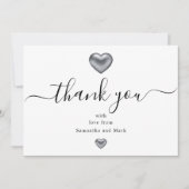 Eenvoudig modern WhiteWedding Silver Heart Kaart (Voorkant)
