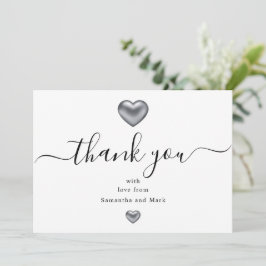 Eenvoudig modern WhiteWedding Silver Heart Kaart