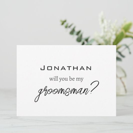 Eenvoudig Modern Wil Je Mijn Bruidsjonker/Beste Ma Kaart (Staand voorkant)