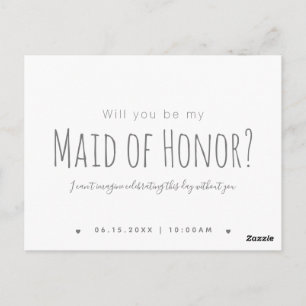 Eenvoudig Modern Will You Be My Maid of Honor Briefkaart