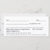 Eenvoudig modern wit en zwart cadeaucertificaat (Achterkant)