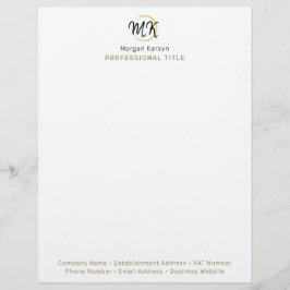 Eenvoudig modern wit goud Elegant Sjabloon Monogra Briefhoofd