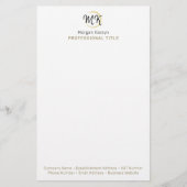 Eenvoudig modern wit goud Elegant Sjabloon Monogra Briefpapier (Voorkant)
