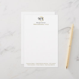 Eenvoudig modern wit goud Elegant Sjabloon Monogra Briefpapier
