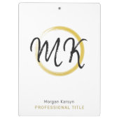 Eenvoudig modern wit goud Elegant Sjabloon Monogra Klembord (Achterkant)