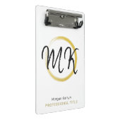 Eenvoudig modern wit goud Elegant Sjabloon Monogra Mini Klembord (Schuin)