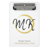 Eenvoudig modern wit goud Elegant Sjabloon Monogra Mini Klembord (Voorkant)