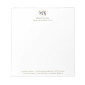 Eenvoudig modern wit goud Elegant Sjabloon Monogra Notitieblok (Voorkant)