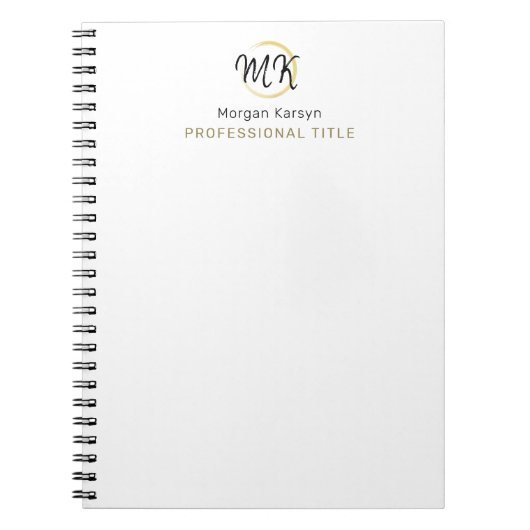 Eenvoudig modern wit goud Elegant Sjabloon Monogra Notitieboek (Voorkant)
