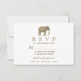 Eenvoudig Modern Wit & Goud Folie Olifant Bruiloft RSVP Kaartje
