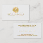 Eenvoudig Modern Wit & Goud Geometrisch Accent Visitekaartje (Voorkant / Achterkant)