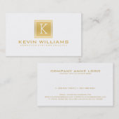 Eenvoudig Modern Wit & Goud Geometrisch Accent Visitekaartje (Voorkant / Achterkant)