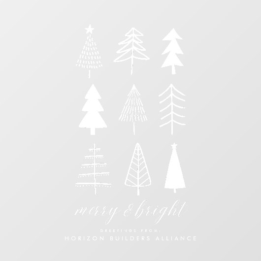 Eenvoudig modern wit Kerstmis Merry & Bright Raamsticker (Vel)