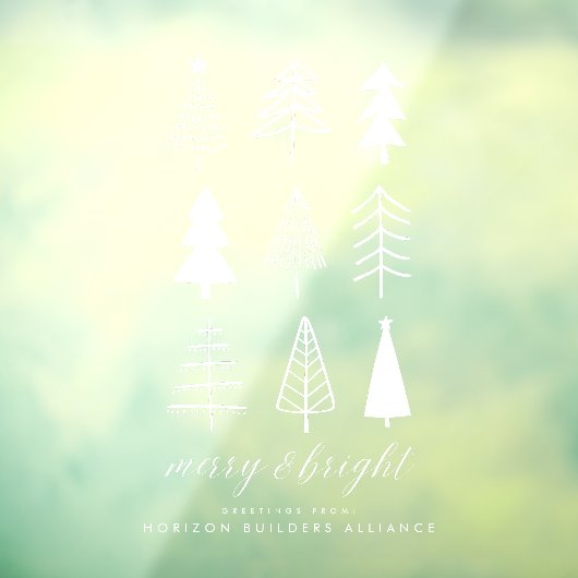 Eenvoudig modern wit Kerstmis Merry & Bright Raamsticker (Vel 3)