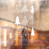 Eenvoudig Modern Wit Kerstmis Merry & Bright Raamsticker (Vel 2)