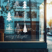 Eenvoudig modern wit Kerstmis Merry & Bright Raamsticker