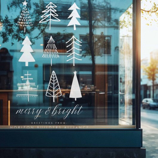 Eenvoudig Modern Wit Kerstmis Merry & Bright Raamsticker