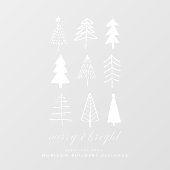 Eenvoudig Modern Wit Merry & Bright Kerstmis Raamsticker (Vel)