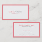 Eenvoudig modern wit met roze rand visitekaartje (Voorkant / Achterkant)