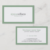 Eenvoudig Modern Wit met Sage Groene Rand Visitekaartje (Voorkant / Achterkant)