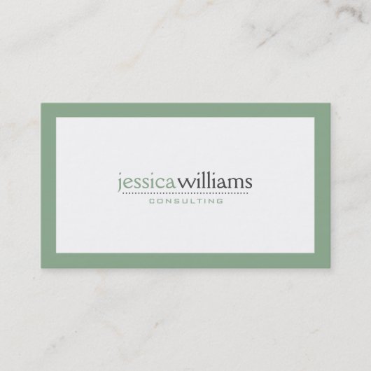 Eenvoudig Modern Wit met Sage Groene Rand Visitekaartje (Voorkant)