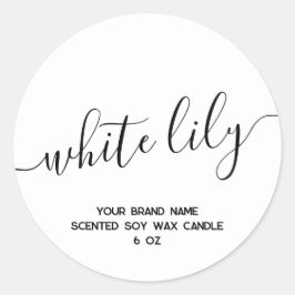 Eenvoudig modern wit, minimaal kaarslabel ronde sticker