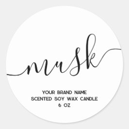 Eenvoudig modern wit minimaal kaarslabel ronde sticker