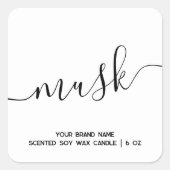 Eenvoudig modern wit, minimaal kaarslabel vierkante sticker (Voorkant)