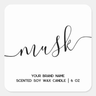 Eenvoudig modern wit, minimaal kaarslabel vierkante sticker