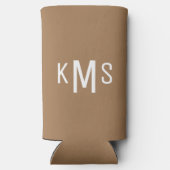 Eenvoudig modern wit monogram goud seltzer blikjeskoeler (Achterkant)