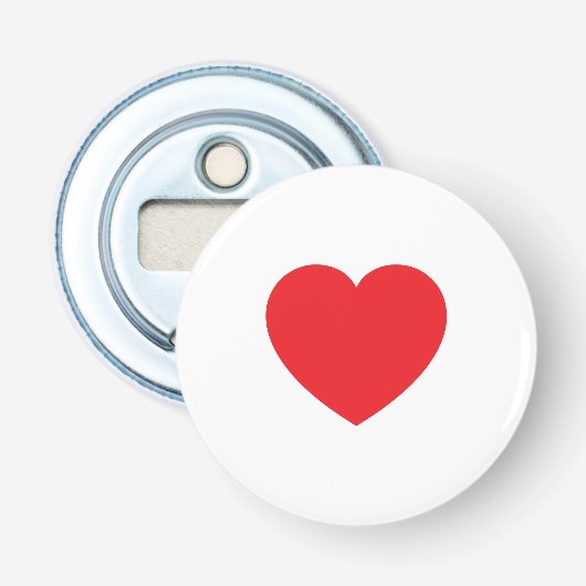 Eenvoudig Modern Wit Rode Hart Grafisch Button Flesopener (Voorkant)