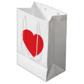 Eenvoudig Modern Wit Rode Liefdeshart Grafisch Medium Cadeauzakje (Voorkant Gekanteld)