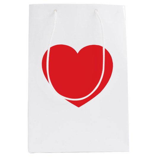 Eenvoudig Modern Wit Rode Liefdeshart Grafisch Medium Cadeauzakje (Voorkant)