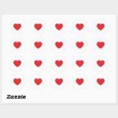 Eenvoudig Modern Wit Rood Hart Grafisch Ronde Sticker (Vel)
