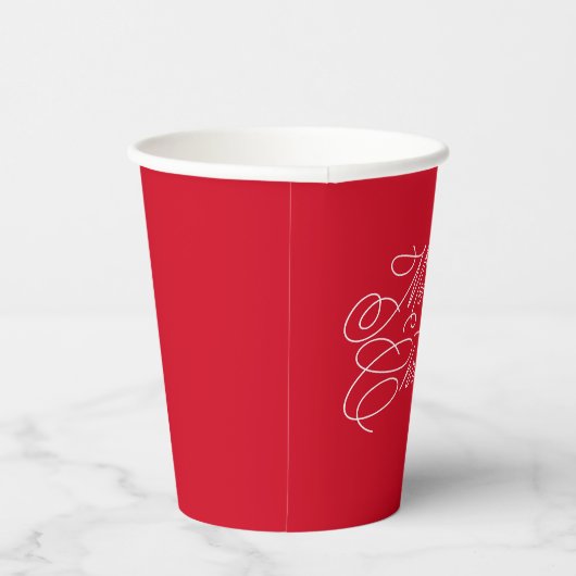 Eenvoudig, modern, wit rood kerst papieren bekers (Rechts)