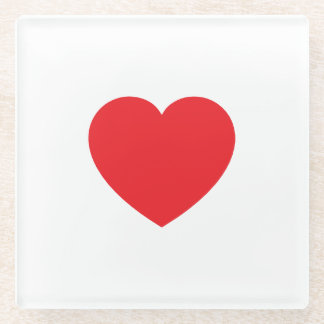 Eenvoudig modern wit rood liefdeshart grafisch glazen onderzetter