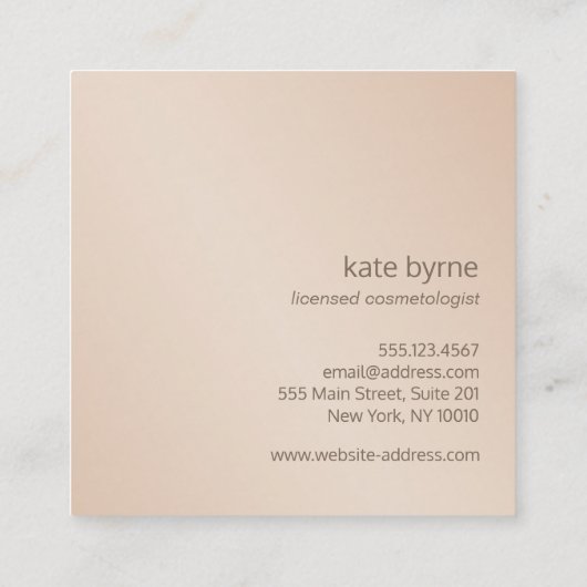 Eenvoudig, modern, wit, Roos Gold Back Vierkante Visitekaartje (Achterkant)